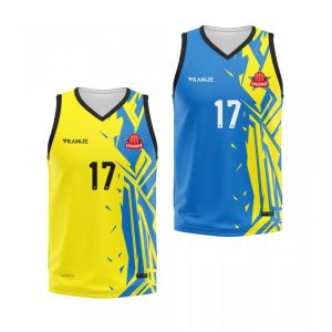Kanije Çift Taraflı Basketbol Forma - Mavi/Sarı- BCT003